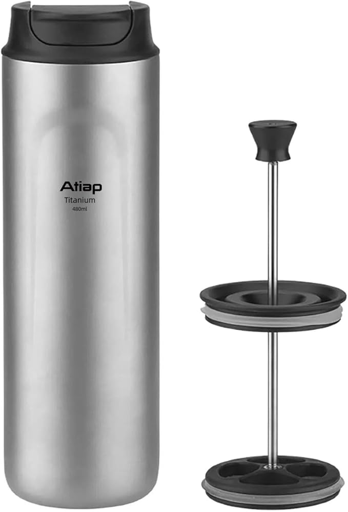 Titanium Water Bottle French Press Pot Milk Frother Coffee Cups Double Layer Thermal Insulation (sandblasted)