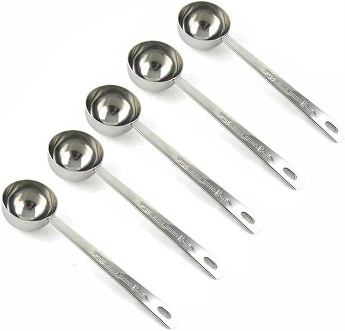 Stainless Steel 1 Tablespoon Measuring Coffee Scoop Spoon, Set of 5