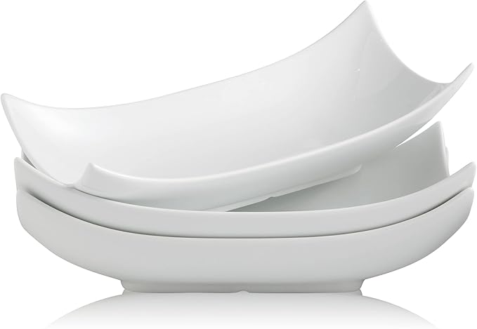 Gomakren Serving Platters Serving Bowls Set Turkey Serving Platter Porcelain Serving Dishes For Entertaining Special Curved Deep Large Valentine Thanksgiving Dishes Gifts Set of 3 White 12 Inch
