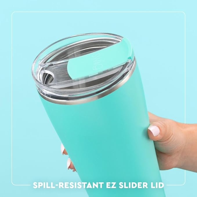 Swig Life 32oz Insulated Tumbler, Travel Coffee Tumbler with Lid, Cup Holder Friendly Travel Coffee Mug, Stainless Steel, 32 oz, Reusable Insulated Mug with Lid (Mr Claus)