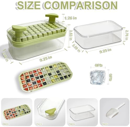Plastic Ice Cube Trays with Bin and Scoop for Freezer+Ice Cube Trays Press Easy Release