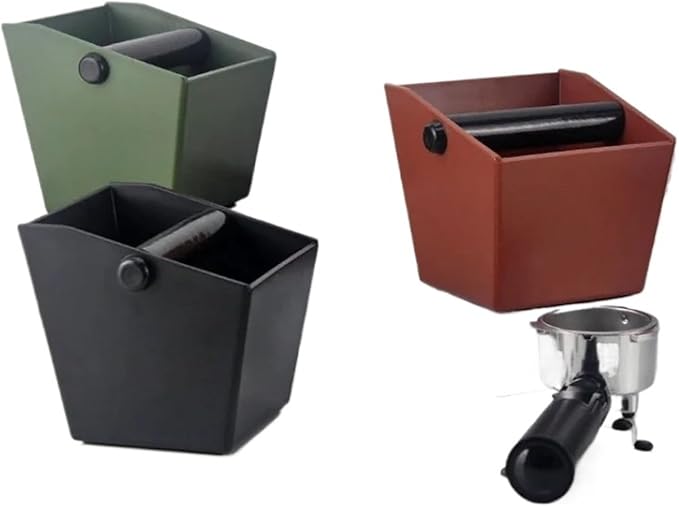 Coffee Knock Box Grounds Container ABS Bucket Anti Slip Powder Beveled Residue Barista Accessories Maker Tools(Green)