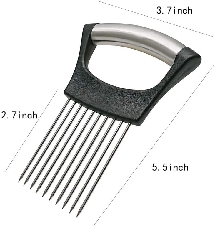 Onion Slice Holder, 2024 New Stainless Steel Holder for Slicing, Chopper Assistant Tool, Cutter for Meat, Onion, Potato, Tomato Kitchen Gadgets (Red, 1 Pack)