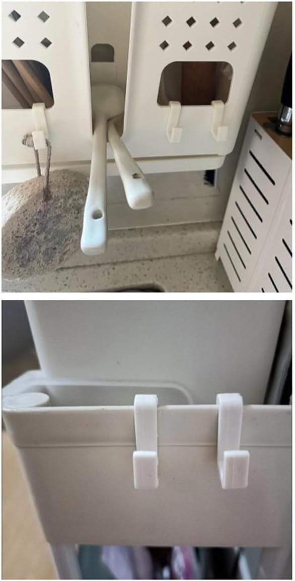 ZYAMY 30PCS Basket Rack Multifunctional Clip Hooks Plastic Shower Toilet Bathroom Shelf Hooks for Hanging Keys Storage Clothes Hat Light Strip Kitchenware Coffee Cups Flatware Bags White