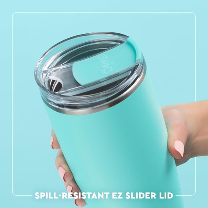 Swig Life 22oz Insulated Tumbler, Travel Coffee Tumbler with Lid, Cup Holder Friendly Travel Coffee Mug, Stainless Steel, 22 oz Tumblers, Reusable Insulated Mug with Lid (Sea Swirl)