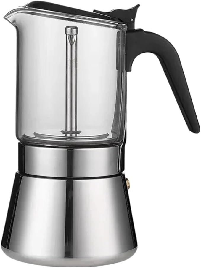 Espresso Maker Stainless Steel Italian Manual Coffee Machine Maker Moka Pot Multifunctional Portable Hand Brew Coffee Pot(1pcs 200ml)