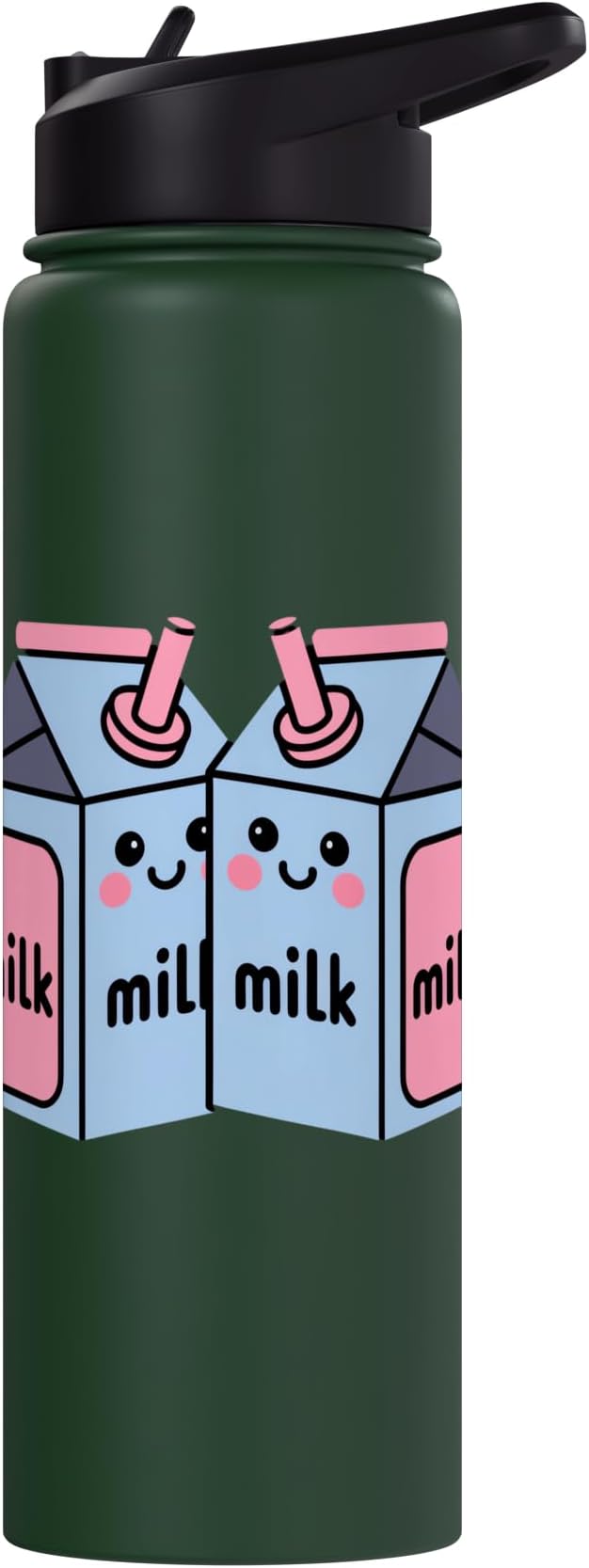Milk Carton Kawaii Cute Smiling Milk Stainless Steel Insulated Water Bottle