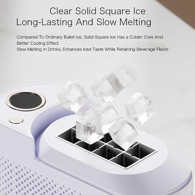 Compact Portable Ice Maker - Quick 8 Cubes in 10 Min, Ideal for Home, Office, Camping & Parties, Easy to Clean, Energy-Efficient & Quiet Operation