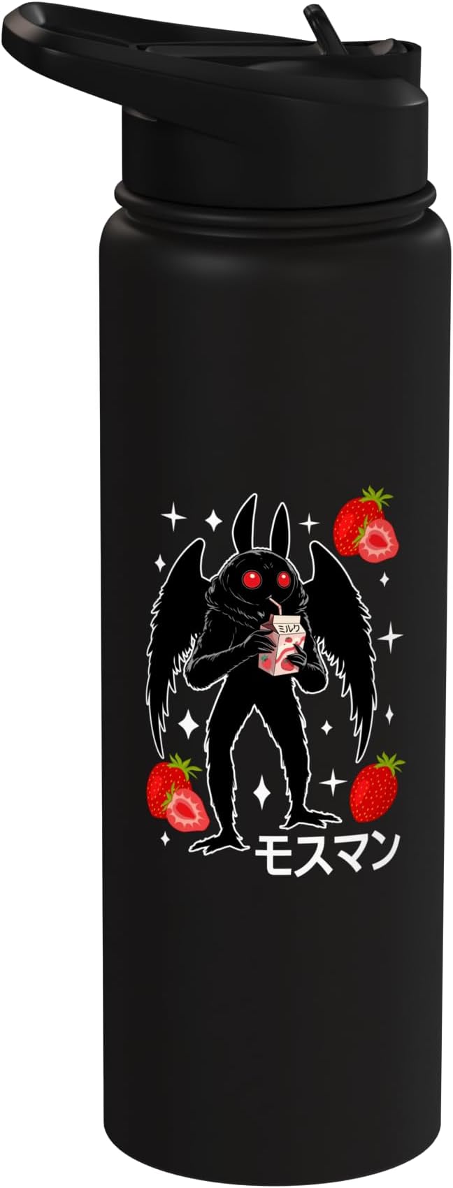 Mothman Kawaii Strawberry Milk Shake Carton Stainless Steel Insulated Water Bottle