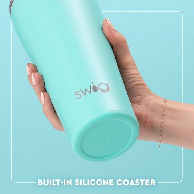Swig Life 32oz Insulated Tumbler, Travel Coffee Tumbler with Lid, Cup Holder Friendly Travel Coffee Mug, Stainless Steel with Lid (Holly Jolly)