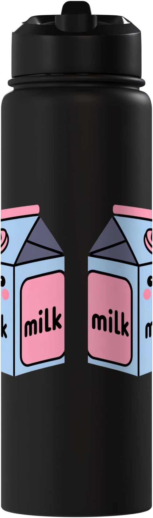 Milk Carton Kawaii Cute Smiling Milk Stainless Steel Insulated Water Bottle