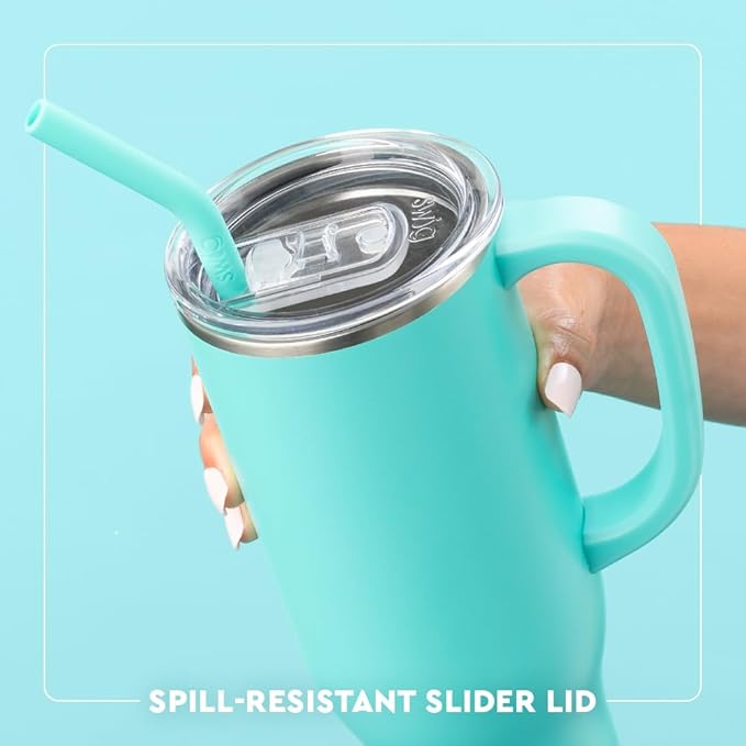Swig Life 30oz Mega Mug, 30 oz Tumbler with Handle and Straw, Cup Holder Friendly, Dishwasher Safe, Extra Large Insulated Tumbler, Stainless Steel Water Bottle (Teacher Life)