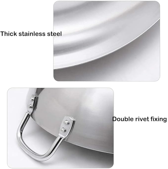 Commercial Two-Handle Wok, Non-Stick Wok Iron Gas Stove Safety Wok Stainless Steel Gas Stove Cookware,36cm