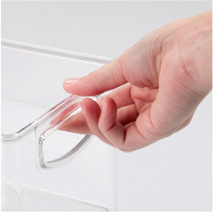 mDesign Plastic Office Supply Organizer - Storage Holder Bin with Handles for Desk Drawer, Cabinet - Pencil, Pen, Envelope and Supplies Container Basket - Ligne Collection - 2 Pack - Clear