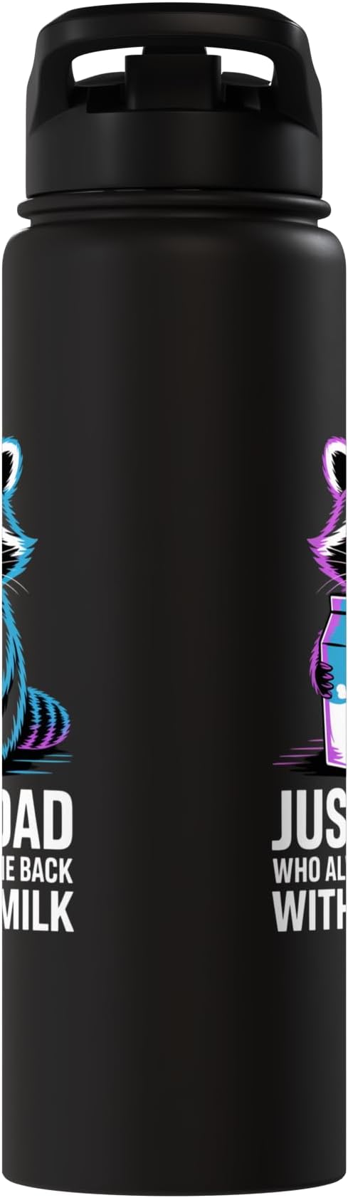 Just A Dad Who Always Came Back With The Milk Raccoon Funny Stainless Steel Insulated Water Bottle
