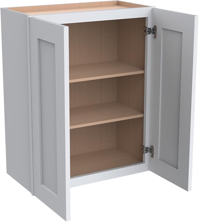 Wall-Mounted Cabinet – Solid Wood Shaker Style Medicine Cabinet with Adjustable Shelves & Soft-Close Doors for Bathroom, Kitchen, and Office Storage (White, 30" W x 12" D x 30" H)