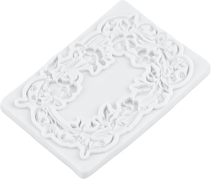 Flower Photo Frame Silicone Mold Wreath Fondant Molds Picture Frame Molds For Cake Decoration Cupcake Topper Polymer Clay Chocolate Candy Gum Paste Set of 4