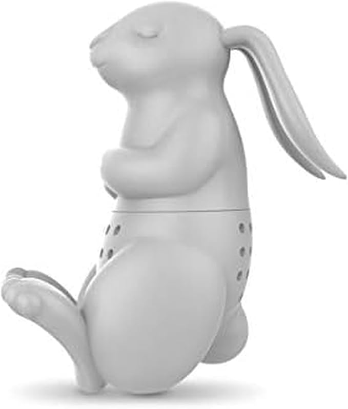 Genuine Fred, BREW BUNNY, Rabbit Reusable Silicone Tea Infuser, Gray, Fun Gift for Tea Lovers, Clever Kitchen Gadget