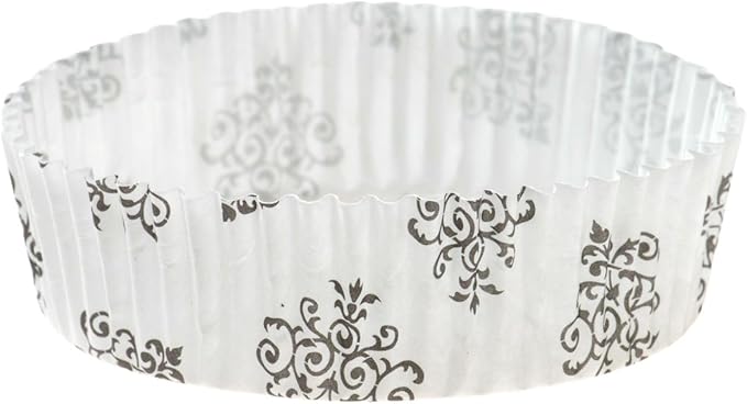 Panificio 4 Ounce Baking Cups, 200 Ridged Cupcake Liners - Oven-Ready, Freezable, Black And White Paper Muffin Cases, Disposable, Vintage Floral, For Wedding Parties, Baby Showers - Restaurantware