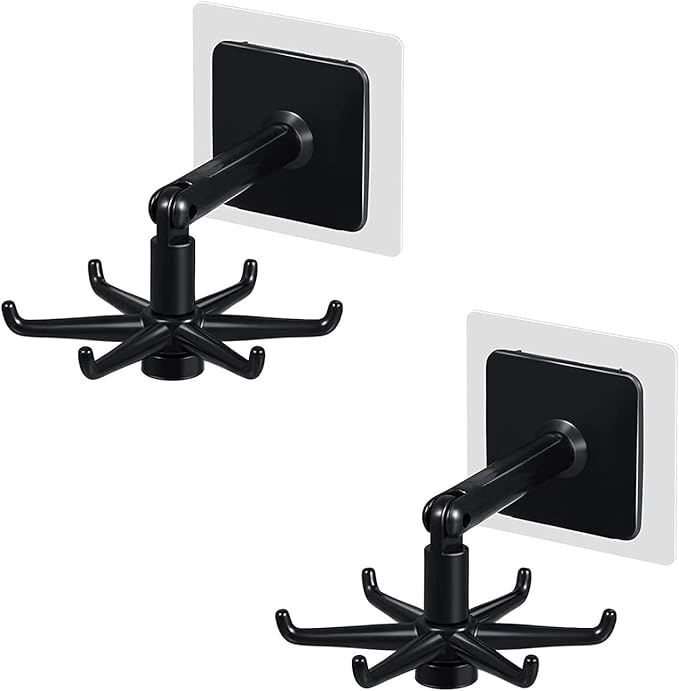 Hanging Utensil Holder Hooks for Kitchen | Utensil Hanger Wall Mount 360 Degrees Rotating and Folding Hook | (Pack-2)