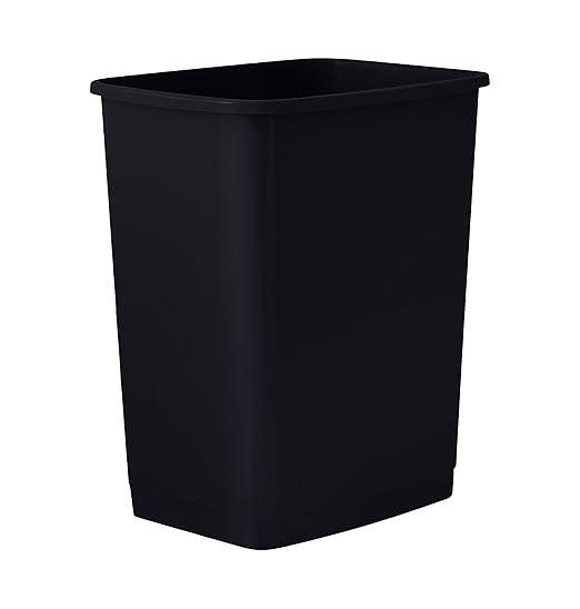 Superio 1.25 Gallon Mini Trash Can – Small Plastic Bathroom, Office, Dorm Unlidded Waste Bin Only for Desktop, Vanity, Under Sink, Cabinet, Countertop, Slim Diaper Pail (Black)