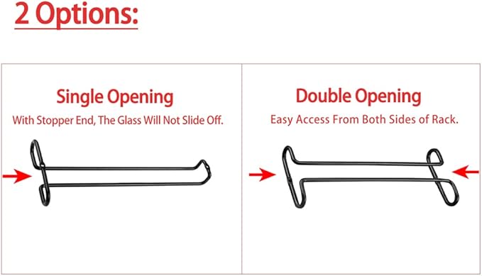 GeLive 10 Inch Set of 2 Under Cabinet Wine Glass Rack Stemware Holder Glass Storage Hanger Organizer for Kitchen and Bar (Black)