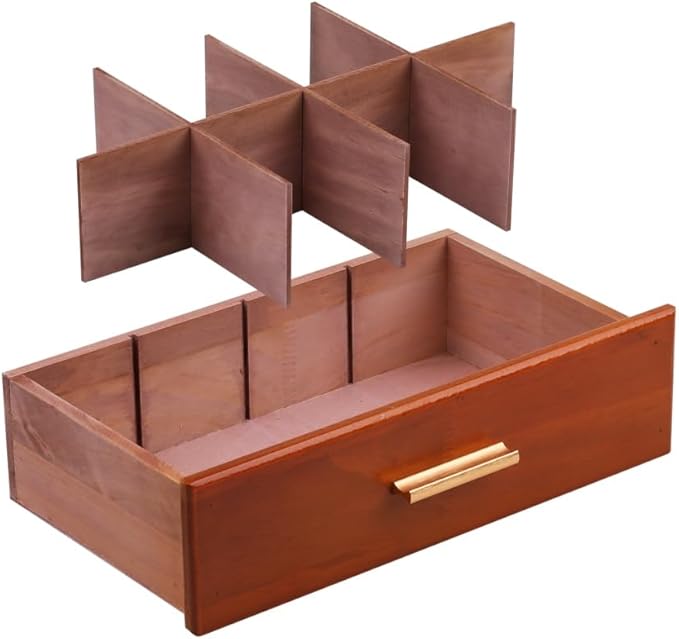 Tea Organizers and Storage Box with Drawer Tea Station organizer for Countertop with 8 Compartments Pine Wood Tea Bag Organizer with Drawer Teabag Holder with 4 Cotton Woven Coasters（Brown02）