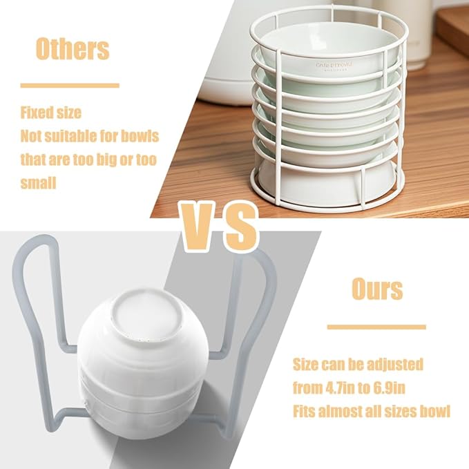 2 Pcs Bowl Rack for Kitchen Cutlery, Retractable Plastic Dish Rack, Removable Plate Holders Drain Rack, Reusable Multifunctional Plate Organizer for Stacking Bowls and Small Plates