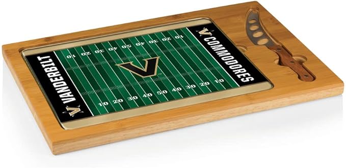 PICNIC TIME NCAA Icon Glass Top Cutting Board & Knife Set, Cheese Boards Charcuterie Boards, Serving Platter, (Parawood & Bamboo)