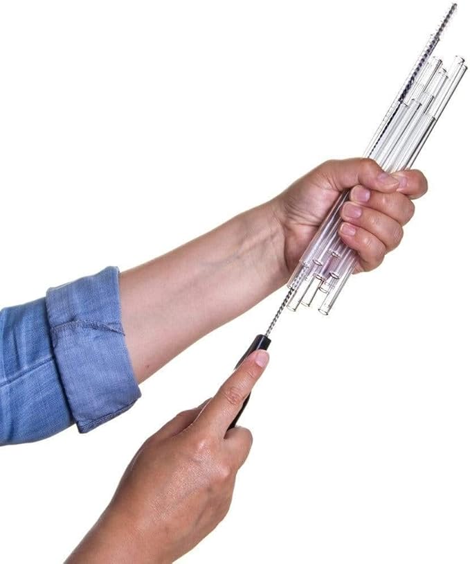 HALM Glass Straws - 50 Reusable Drinking Straws + Plastic-Free Cleaning Brush - Made in Germany - Dishwasher Safe - 30 cm (12 in) x 0.9 cm - Straight - Perfect for Bottles - Eco-Friendly