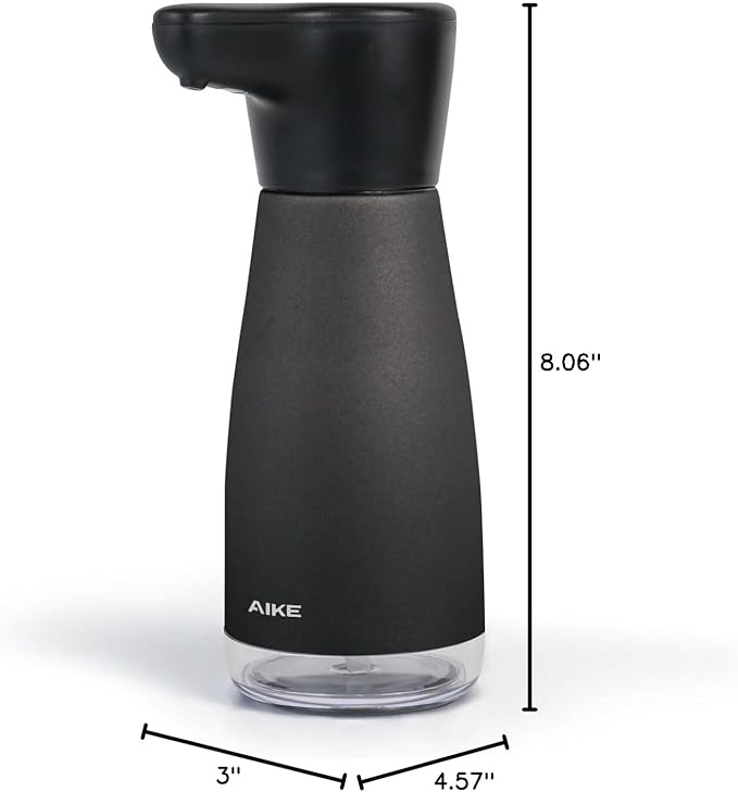 AIKE Magnetic Charging Waterproof Automatic Soap Dispenser for Liquid Soap Anti-Fingerprint Black Coating 14fl.oz. Model AK1337
