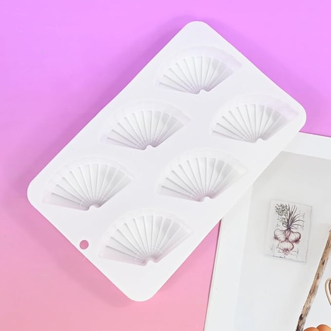 Silicone Pudding Molds, Fan Shape Non-Stick Jelly Dessert Making Trays, Cream Mold for Mousse Cake (F_Folding Fan)