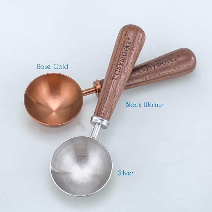 Easyworkz Espresso Steaming Pitcher Stainless Steel 15 oz Latte Art Cup, Bundled with Easyworkz Retro Stainless Steel Coffee Spoon with Black Walnut Handle,10g - Measuring Spoon