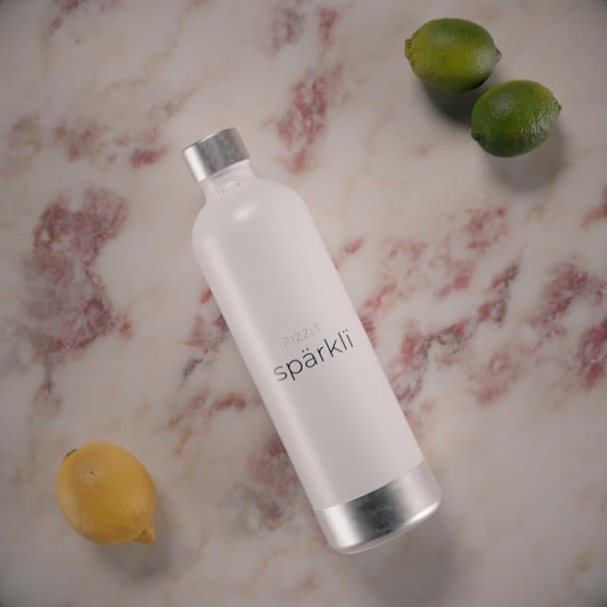 FIZZIT Spärkli 1L Stainless Steel Carbonating Bottle | Compatible with Aarke II & III, Philips GoZero & Monten Soda Makers | Reusable Sparkling Water Bottle, Dishwasher Safe, BPA-Free-Eco-Friendly