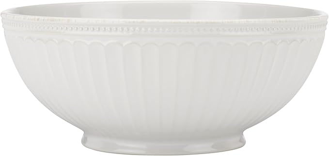 Lenox White French Perle Groove Medium Serve Bowl, 3.20 LB