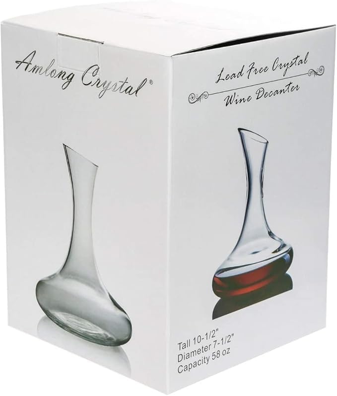Amlong Crystal Lead-Free Large Wine Decanter, Red Wine Carafe, Wine Gift, Wine Accessories 58 oz (1700ml), with Crystal Globe Stopper