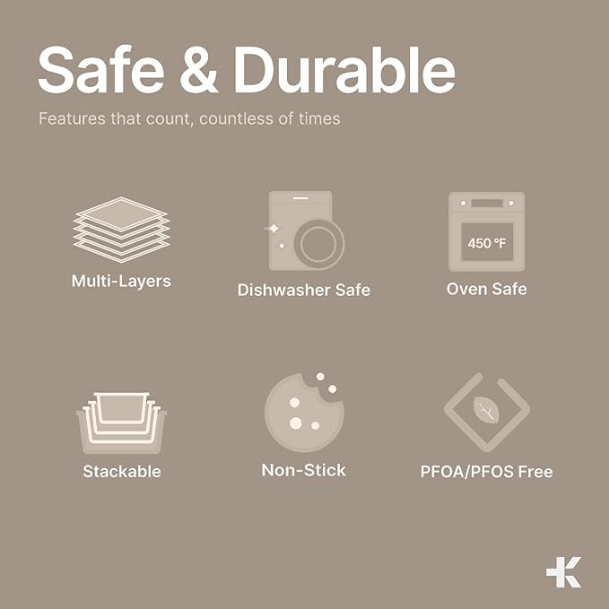 BAKKEN Kitchen Baking Pans - Small, Medium, and Large Cookie Pan (13.58×9.65, 15.75×11, 17.91×12.60), Nonstick, Diamond Texture Bottom, PFOA, PFOS, PTFE Free, Oven Safe (450°F), Pack of 3, Gray Marble