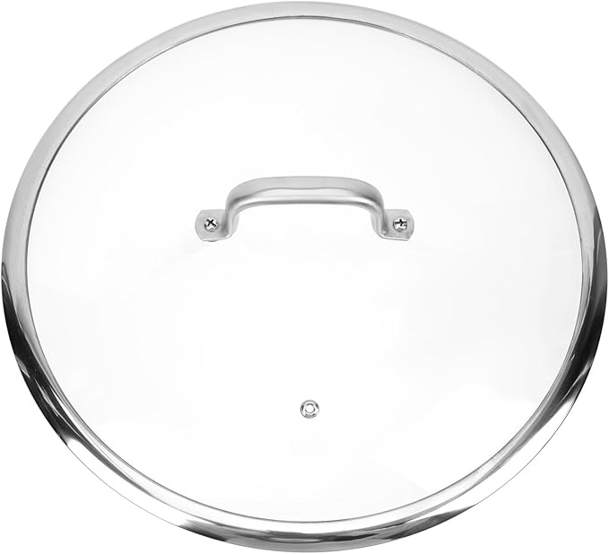 Luxshiny 13 Inch Tempered Glass Pot Lid with Heat Resistant Handle - Thickened Transparent Pan Cover for Frying Pans Woks and Cast Iron Skillets - Visual Cooking with Anti-Drip Design