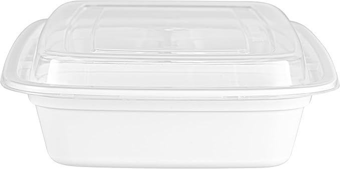Restaurantware Asporto 26 Ounce Compartment Take Out Boxes, 100 Microwavable Meal Prep Containers - 3 Compartments, With Clear Plastic Lids, White Plastic Food Containers, Do Not Contain BPA