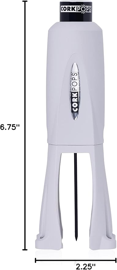 Cork Pops Legacy Wine Opener Built-in 4-Blade Foil Cutter Safe Cork Removal, Effortless Push Button Use, Needle Guard for Safety, Low-Pressure Cartridge Opens Up To 60 (Gray, With 1 Cartridge)