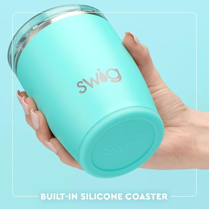 Swig Life 12oz Insulated Tumbler, Travel Coffee Tumbler with Lid, Cup Holder Friendly Travel Coffee Mug, Stainless Steel, 12 oz Reusable Insulated Coffee Mug (Saturdays in Austin)