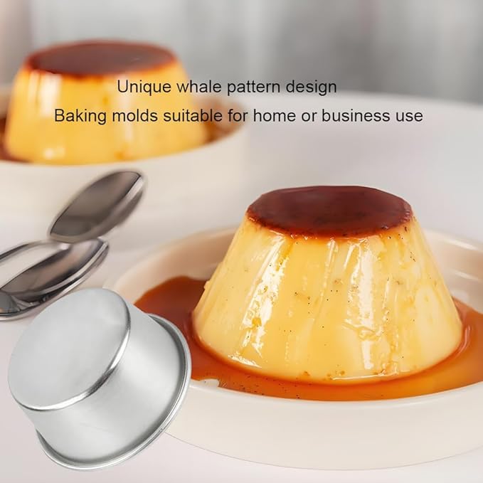 6 Packs Popover Pan， Large Individual Muffin Mold, Aluminium Pudding Cup, Chocolate Molten Mould, Raspberry Souffle Baking Maker, Brownie Tumbler -for Pie, Egg Tart, Cake (Size 3.4"x 2")