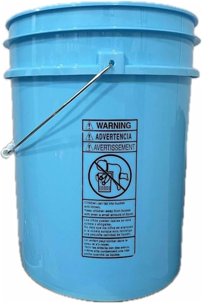 House Naturals 5 Gallon Premium HPDE Plastic Bucket - Made in USA Food Grade Storage Container, BPA Free All Purpose Pail (3, Aqua)