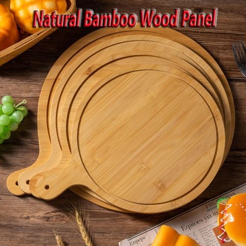 Pizza Serving Board Tray Set of 8, Wooden Lightweight Handles, Up to 13 Inches, Pizza Making Storage, Perfect for Parties and Gatherings,Light Brown,7inch