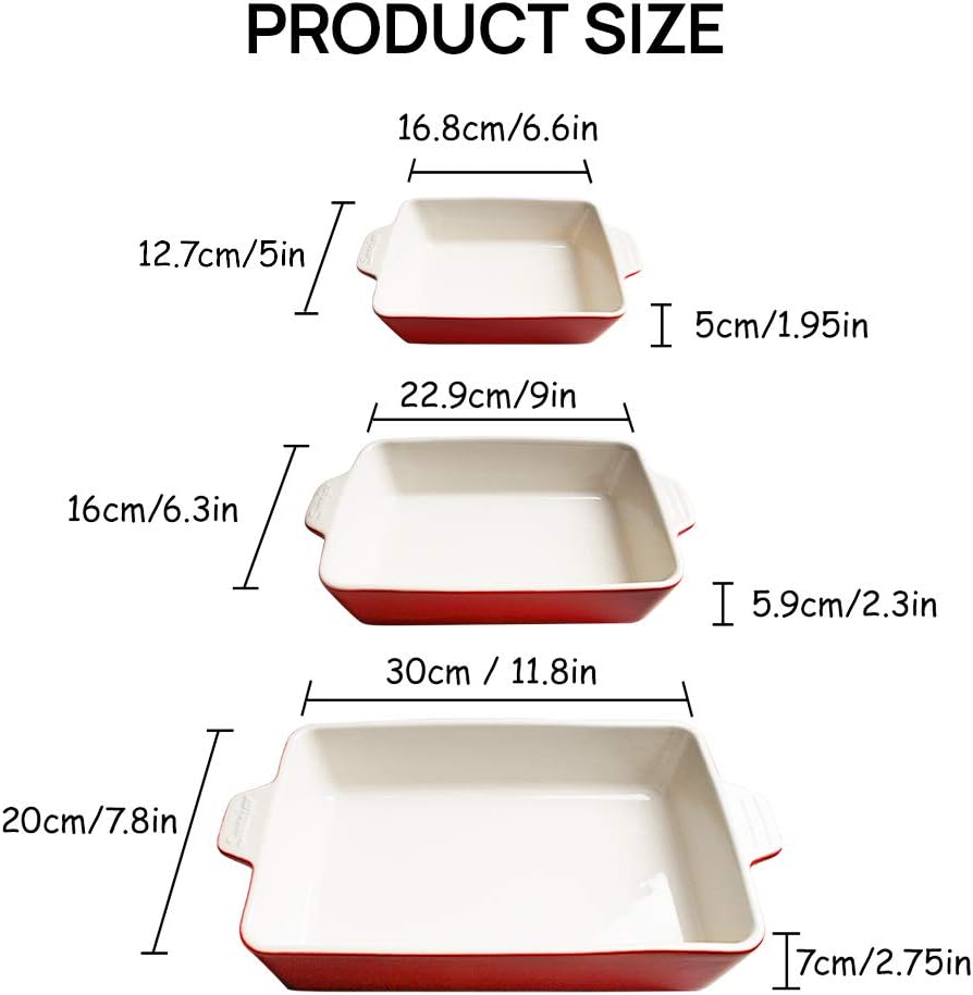 Sweejar Ceramic Bakeware Set, Rectangular Baking Dish for Oven Lasagna Pans for Cooking, Kitchen, Cake Dinner, Banquet and Daily Use, 11.8 x 7.8 x 2.76 Inches of Casserole Dishes (Black)