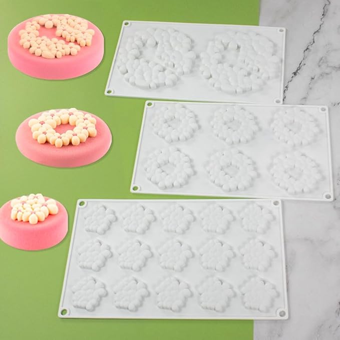 Flower Cloud Shaped Donut Silicone Mold Fondant Cake Mold DIY Chocolate Baking Tools Cake Decoration Accessories Bakeware (Cloud Flower L_11.84 X7 X0.4 inch)
