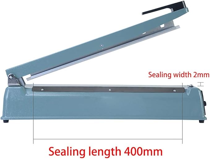 16 inch Manual Impulse Bag Hand Heat Sealer Machine, Bag Sealer Heat Sealing Closer Tool Poly Tubing Plastic Bag, 2 Free Replacement Kit