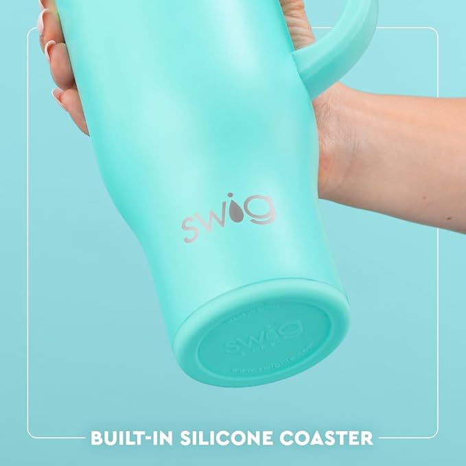 Swig Life 30oz Mega Mug, 30oz Tumbler with Handle and Straw, Large Insulated Tumblers, Cup Holder Friendly Travel Mug, Stainless Steel 30 oz Tumbler, Reusable Insulated Water Bottle (Check Yes)
