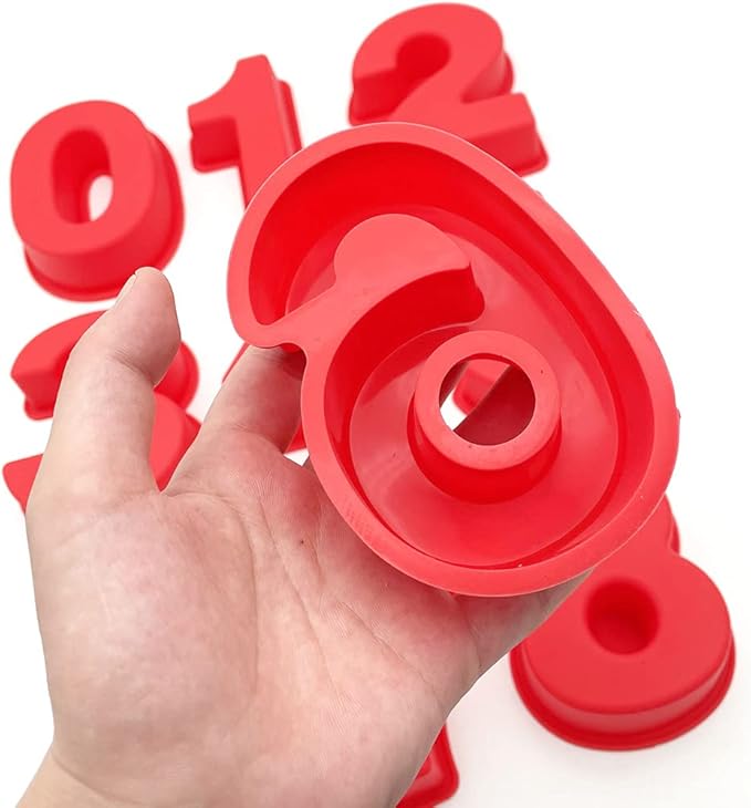 Small 9 pieces Silicone Number Cake Molds Jelly Chocolate Moulds Candy Muffin Tray (4 inch)