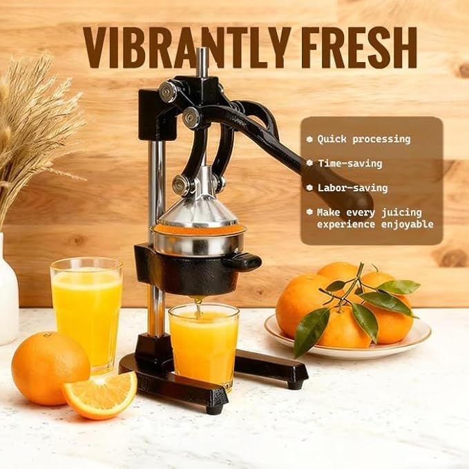 Cast Iron Juicer, Cast Iron Juicer Hand Press Heavy Duty for Squeeze Fresher Juice from Oranges, Lemons, Pomegranates, Effortless, Stable, Easy Clean for Home, Bar, Commercial Use